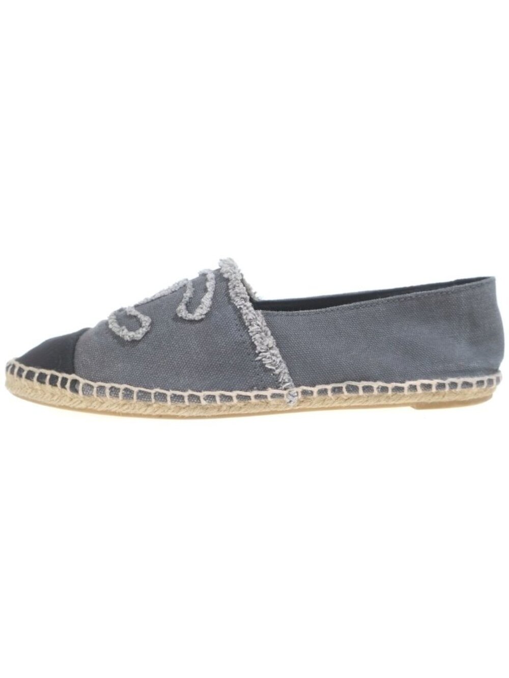 Chanel Espadrilles Denim Gray Slip Ons 38 Slipper